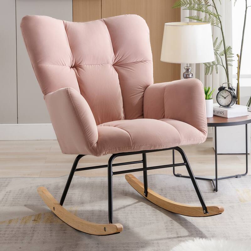 31.5" High Back Buttons Tufted Rocking Chair