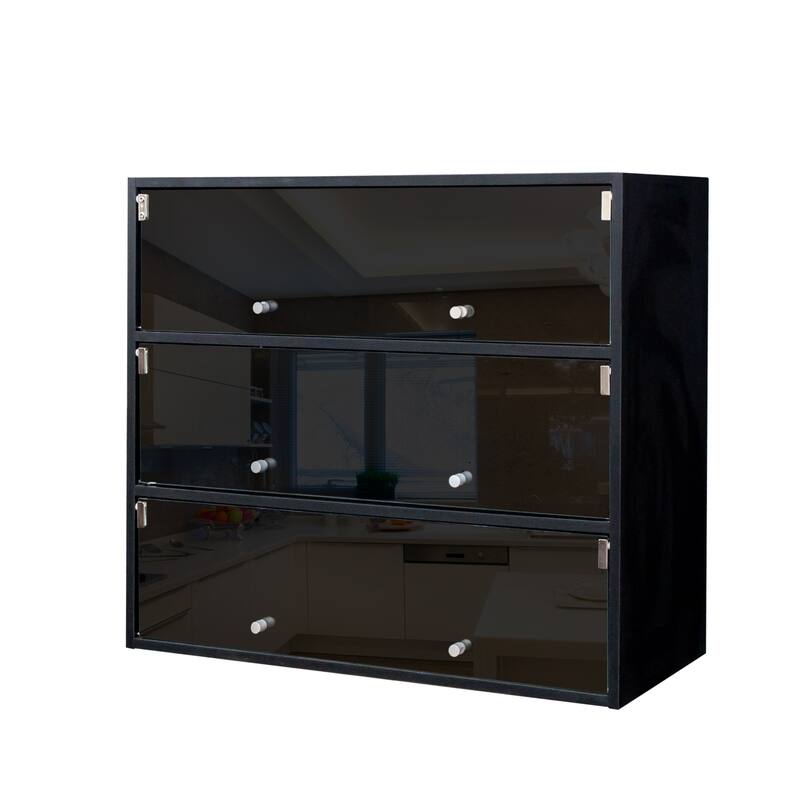 Roomfitters Shoe Storage Cabinet, Modern Glass Door Shoe Box with RGB Light Display for Entryway or Closet
