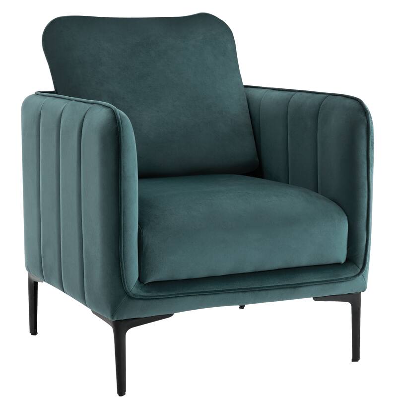 Nora Modern Velvet Accent Chair for Bedroom with Metal Legs