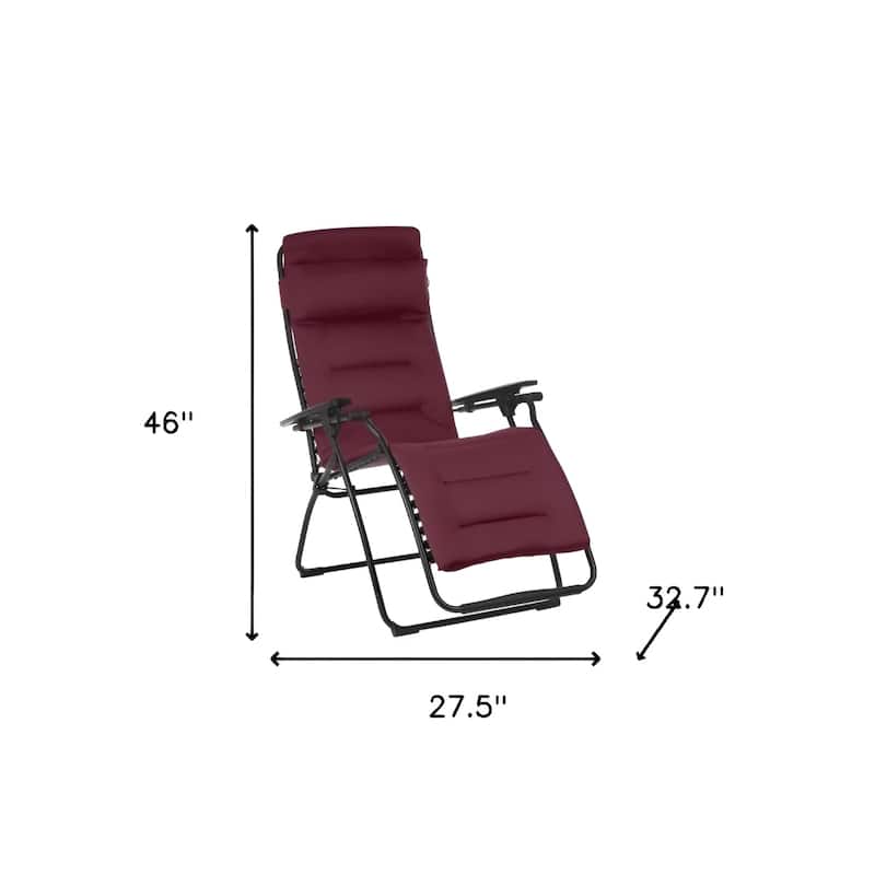 28 Inch Red Steel Outdoor Zero Gravity Chair with Removable Cushion - 32.7" x 27.5" x 46"