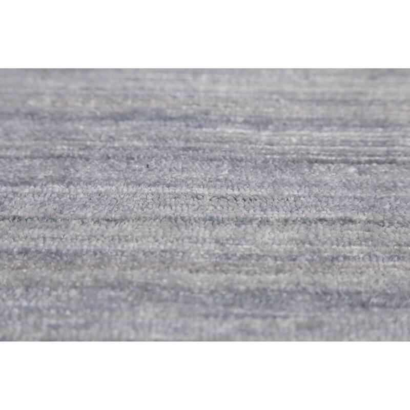 Hand Knotted Oriental Viscose Silk Carpet Tribal Stripe Greys & Charcoal Gabbeh Area Rug - 10' 0'' X 8' 4''