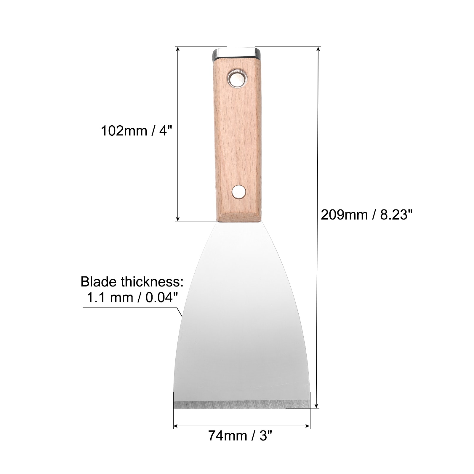 Putty Knife Stainless Steel Paint Drywall Repair Scraper with Hammer End - Wood Color