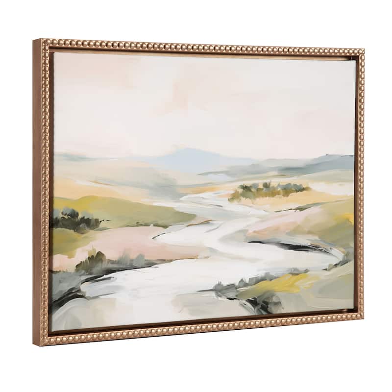 Sylvie Beaded Tranquil Landscape II Framed Canvas by Amy Lighthall - 18x24 - Gold