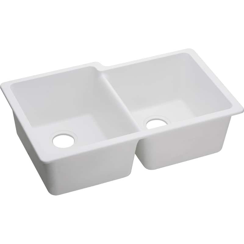 Elkay Quartz Classic 33" x 20-1/2" x 9-1/2", Offset Double Bowl Undermount Sink