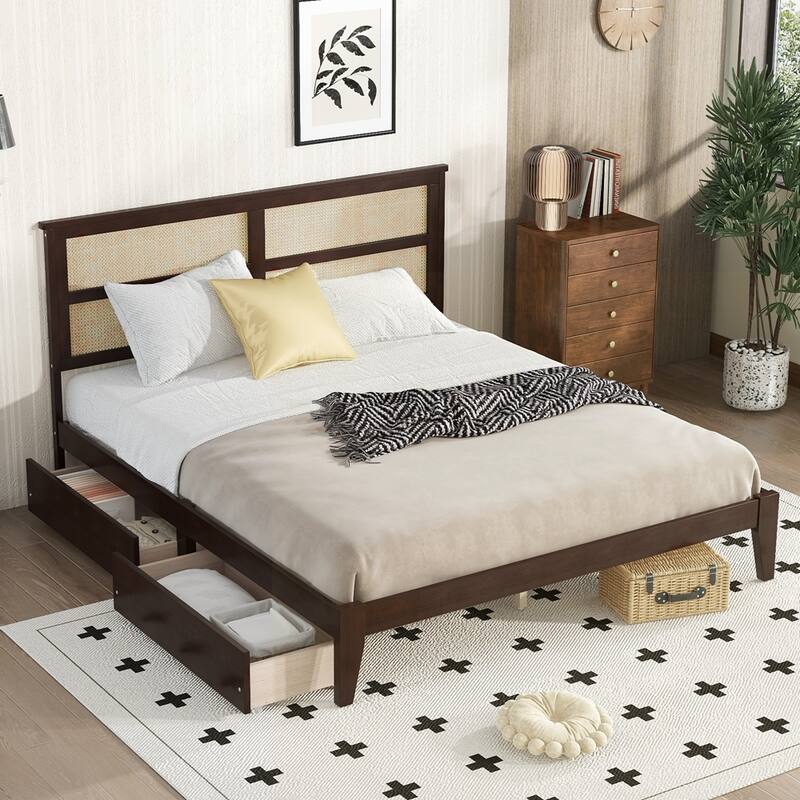 Rubber Wood Bed with Enhanced Support Salts and Feet
