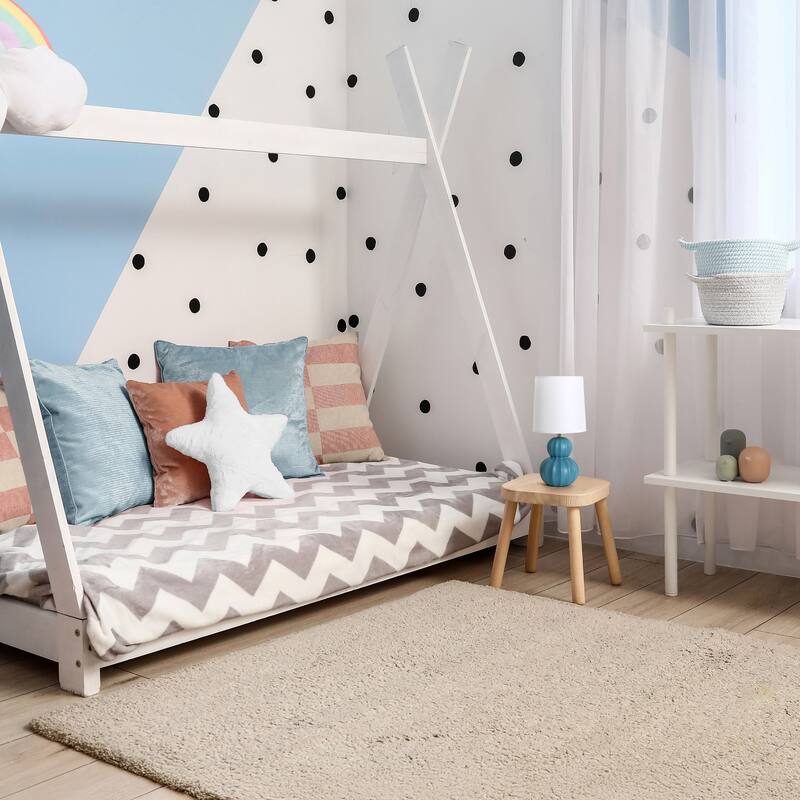 Stacked Double Gourd Ceramic Table Lamp with Tapered Shade - 12.5" - Teal Blue