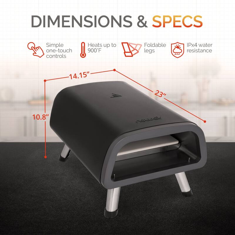 Newair 12" Portable Electric Indoor and Outdoor Pizza Oven with Accessory Kit, Outdoor Use and Durable Construction Quality