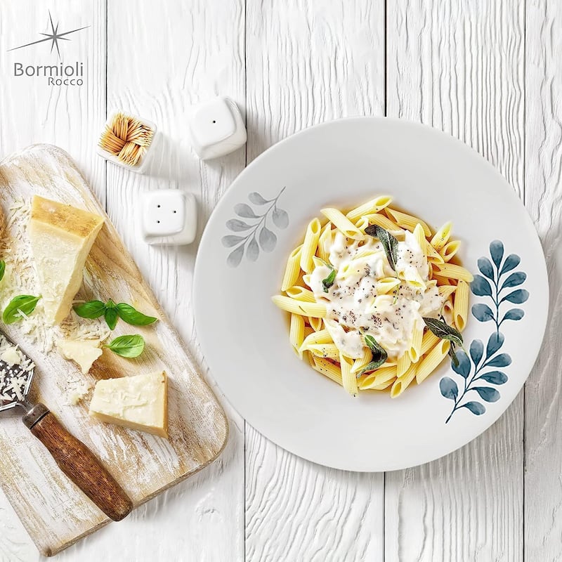 Bormioli Rocco White Moon Botanica Blue Plate Set of 6