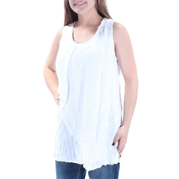 white sleeveless wrap top