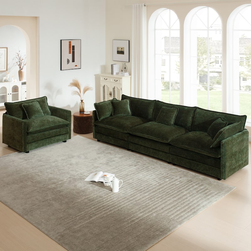 Cloud Chenille Upholstered Modular Sectional Sofa with DIY Combination Design