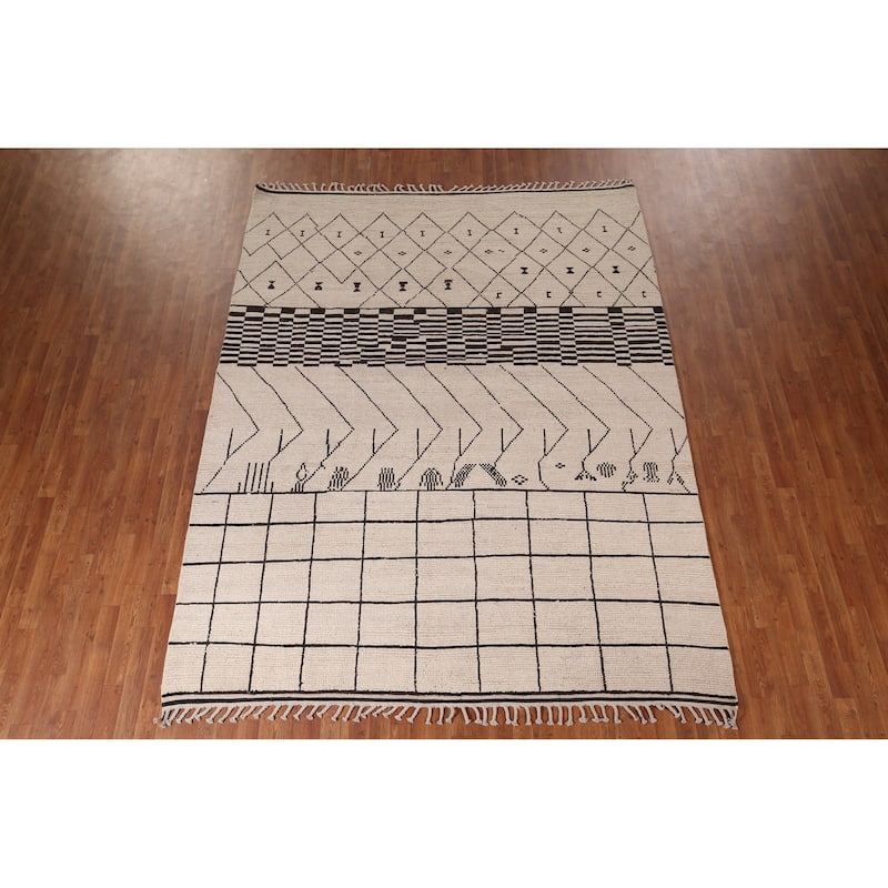 Trellis Moroccan Area Rug Handmade Wool Carpet - 8'0"x 10'9"