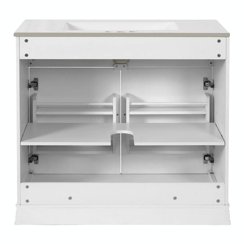 36" Luxurious Bathroom Vanity with Ceramic Sink, Bathroom Vanities Cabinet with 2 Large Soft Closing Doors