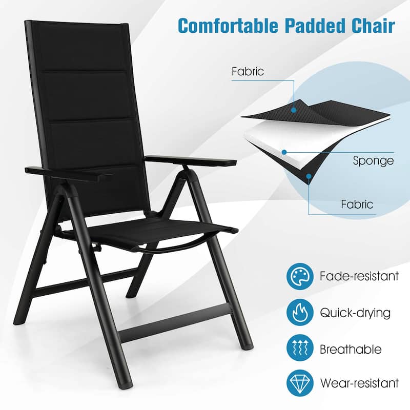 Gymax Set of 2 Patio Folding Chairs Lightweight Outdoor Dining Chairs