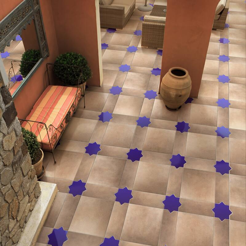 Merola Tile Argile Star Blue 7" x 7" Porcelain Floor and Wall Tile - (1 Tile)