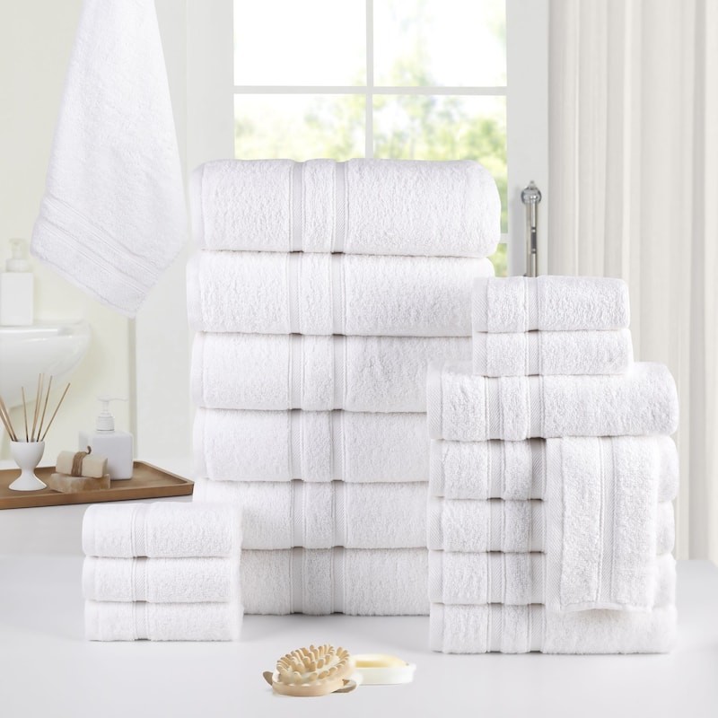 Bibb Home 18 Piece Zero Twist Egyptian Cotton Towel Set - N/A
