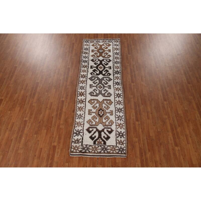 Anatolian Tribal Turkish Runner Rug Handmade Wool Carpet - 3'5"x 11'0"