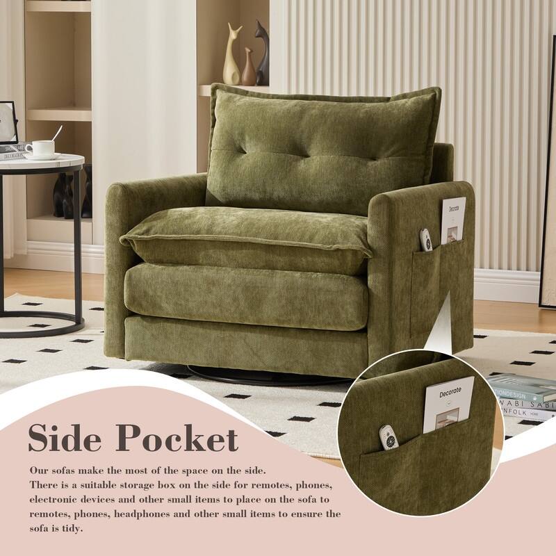 36.22" Chenille Upholstered Single Swivel Chair