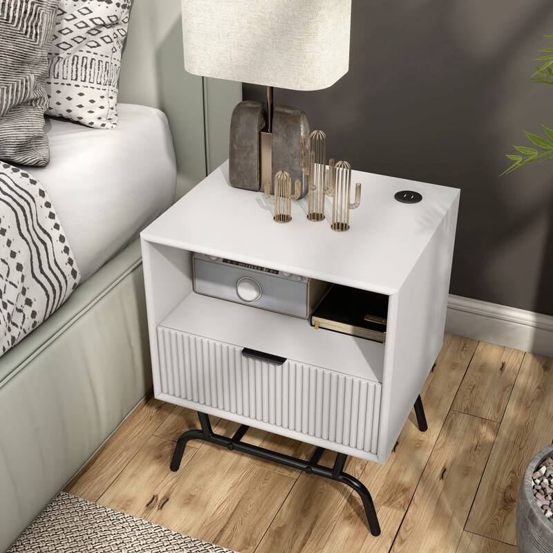 DH BASIC Modern 18-inch 1-Drawer Coffee Table with USB Ports by Denhour