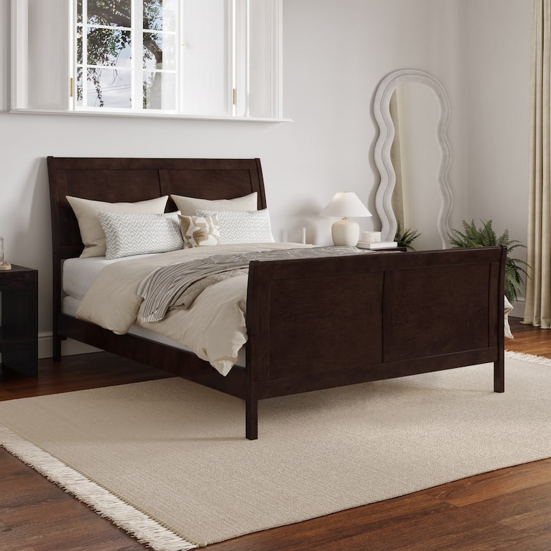 Portland Full Size Wood Foundation Bed Frame In Espresso