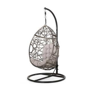 Cayuse Outdoor Wicker Hanging Tear Drop Chair by Christopher Knight Home