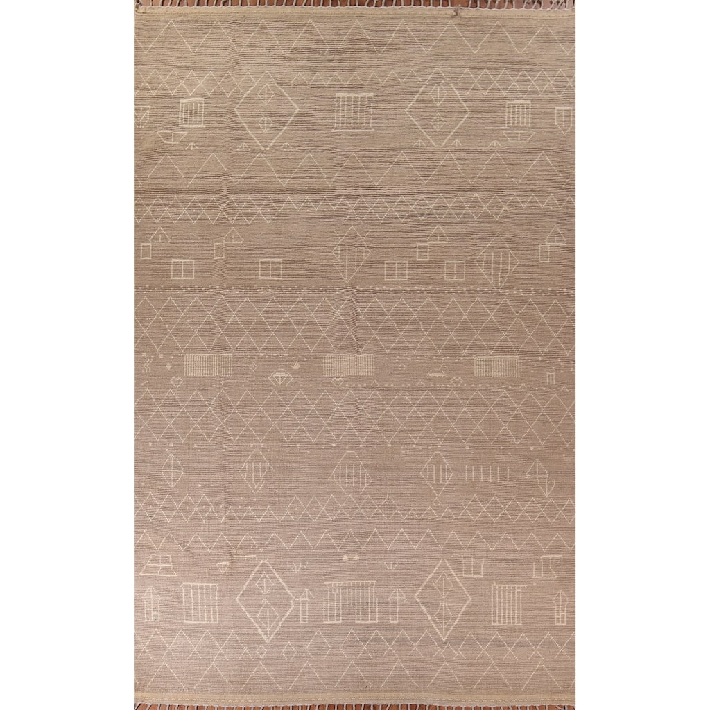 Earth Tone Moroccan Large Oriental Area Rug Handmade Wool Carpet - 9'11"x 15'2"