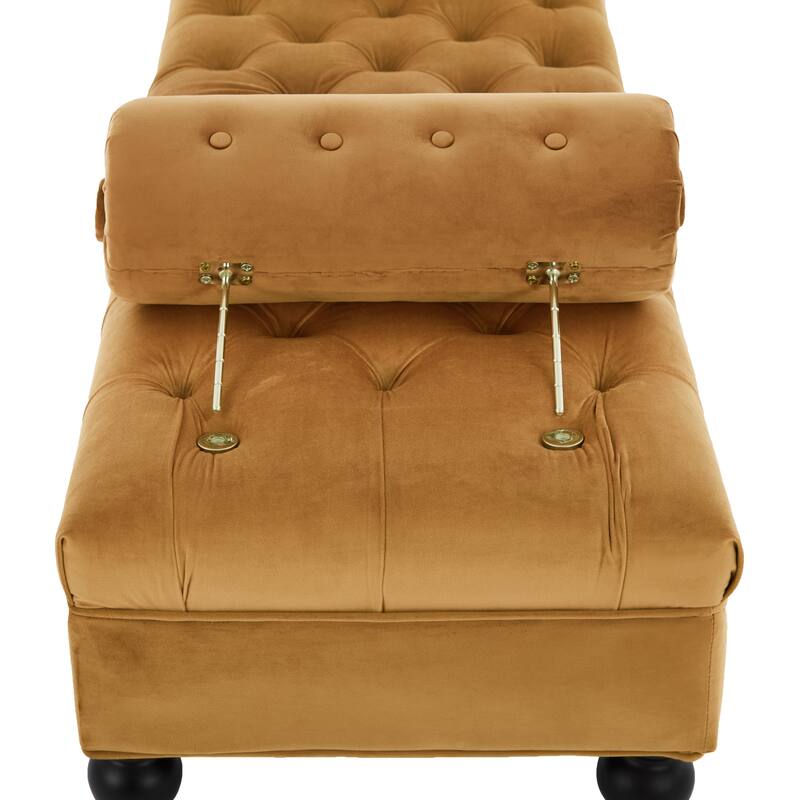 Pink Velvet Modern Ottoman Bench - Comfy Bedroom Footstool with Detachable Pillows & Rolled Arms