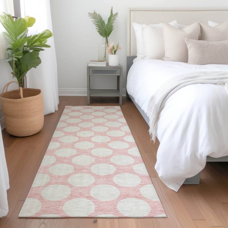 Premium Washable Super Soft Modern Polka Dots Mayfield Rug - Pink - 2'3" x 7'6"