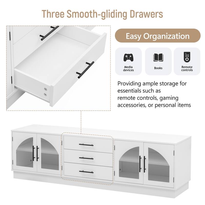 68.9'' Modern Minimalist TV Stand for TVs up to 75 Inches, Entertainment Center Media Console Cabinet with Adjustable Shelves
