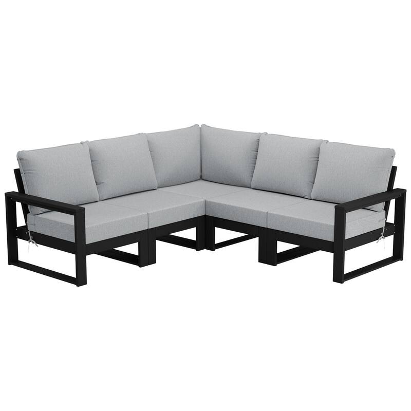 Endless Patio 5-Piece Deep Seating Set with Black Frame - Black/Light Gray