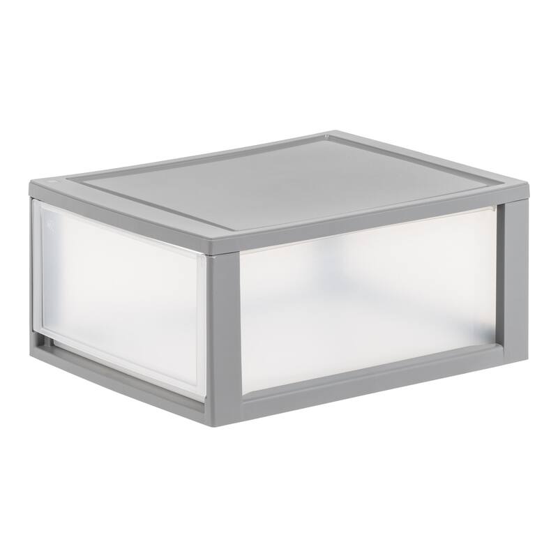 IRIS USA® Stacking Drawer 29.5 Qt - Gray - Set of 2