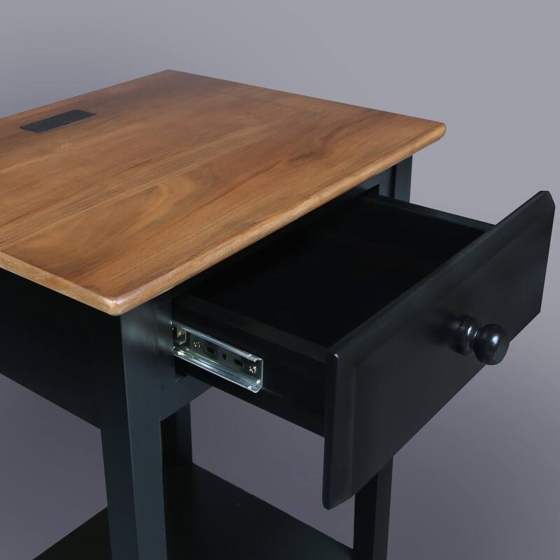 Night Owl 1-drawer Solid Wood Nightstand with USB Ports
