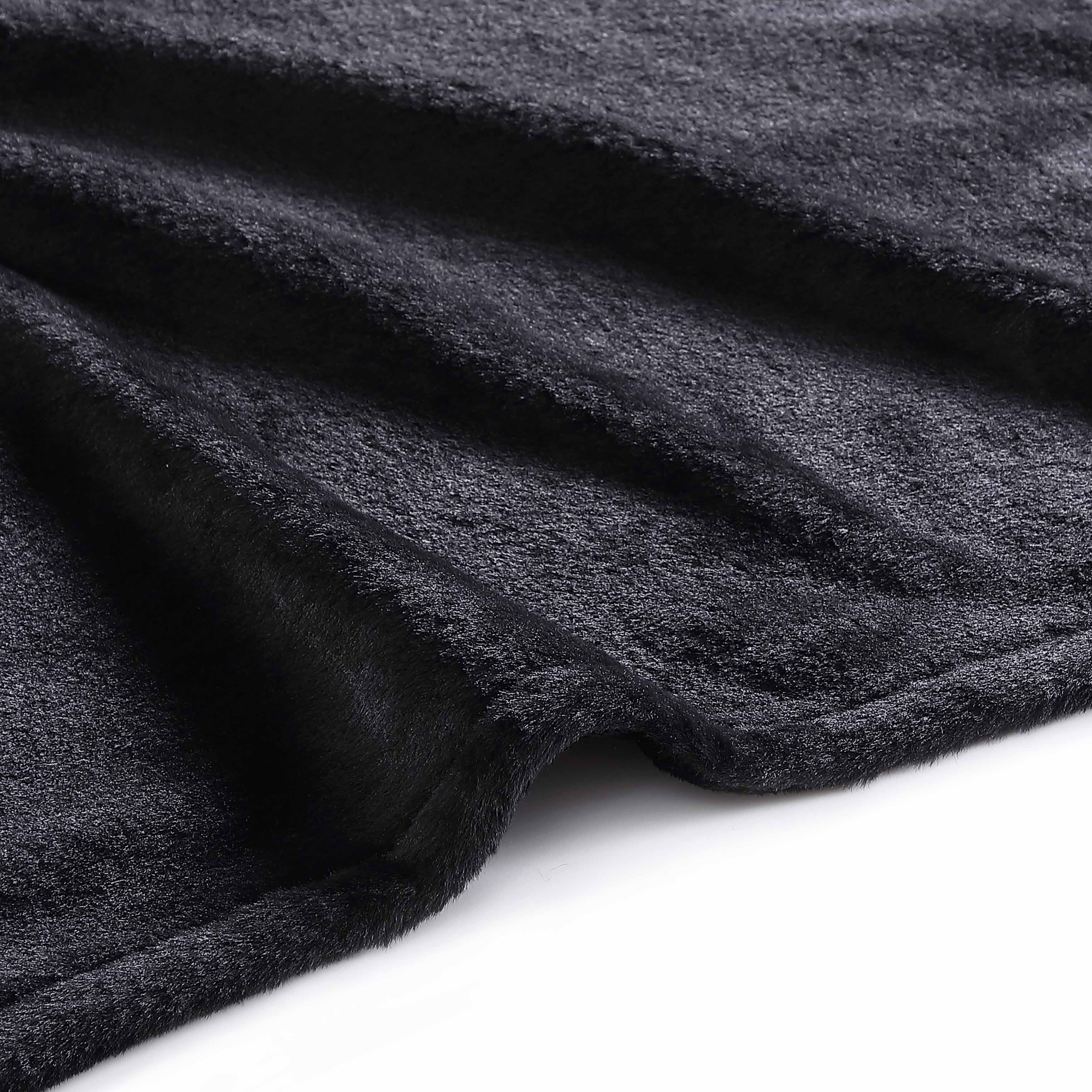 City Scene Faux Fur Solid Black Throw Blanket On Sale Bed Bath