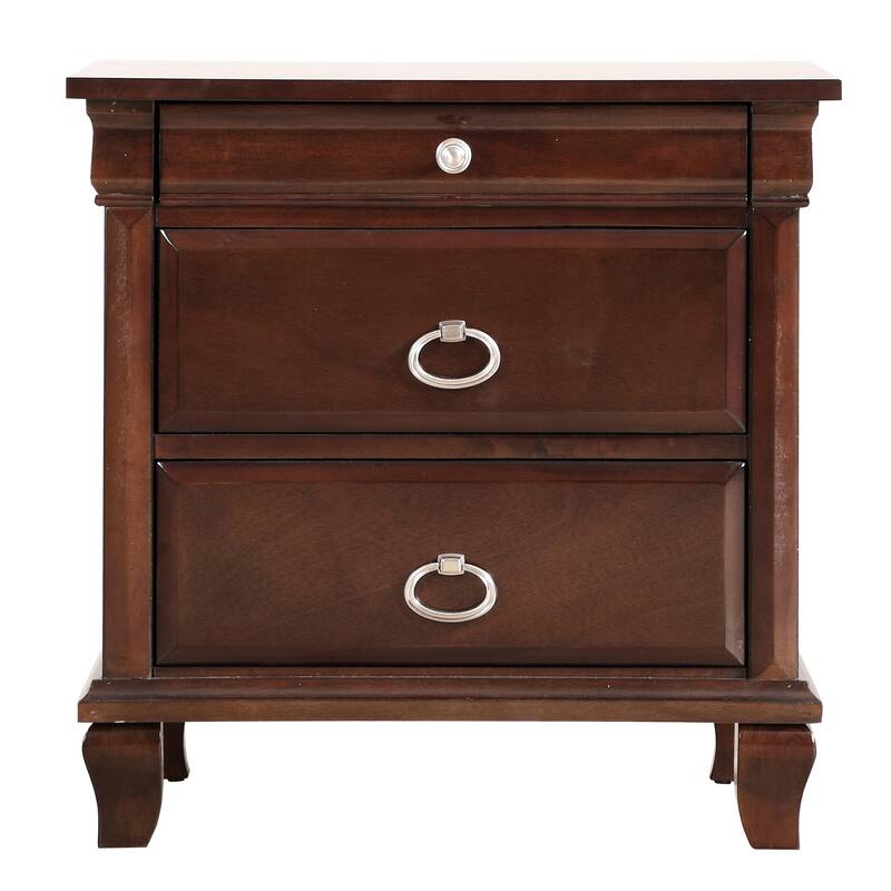 Wooden Nightstand with Dovetailed Drawers - 27" - Brown