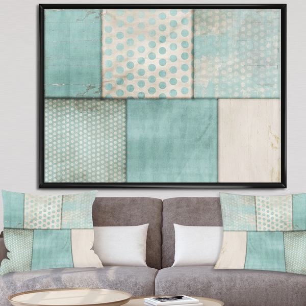 Designart 'Teal Print Collage' Mid-Century Modern Gallery-wrapped Framed Canvas. Opens flyout.