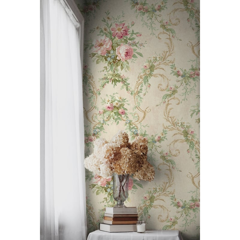 Seabrook Designs Alice Floral Damask Unpasted Wallpaper