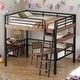 preview thumbnail 2 of 8, Full Size Multifunctional Design Metal Loft Bed with Built-in Desk, Storage Shelf and Ladder, No Box Spring Required, Black