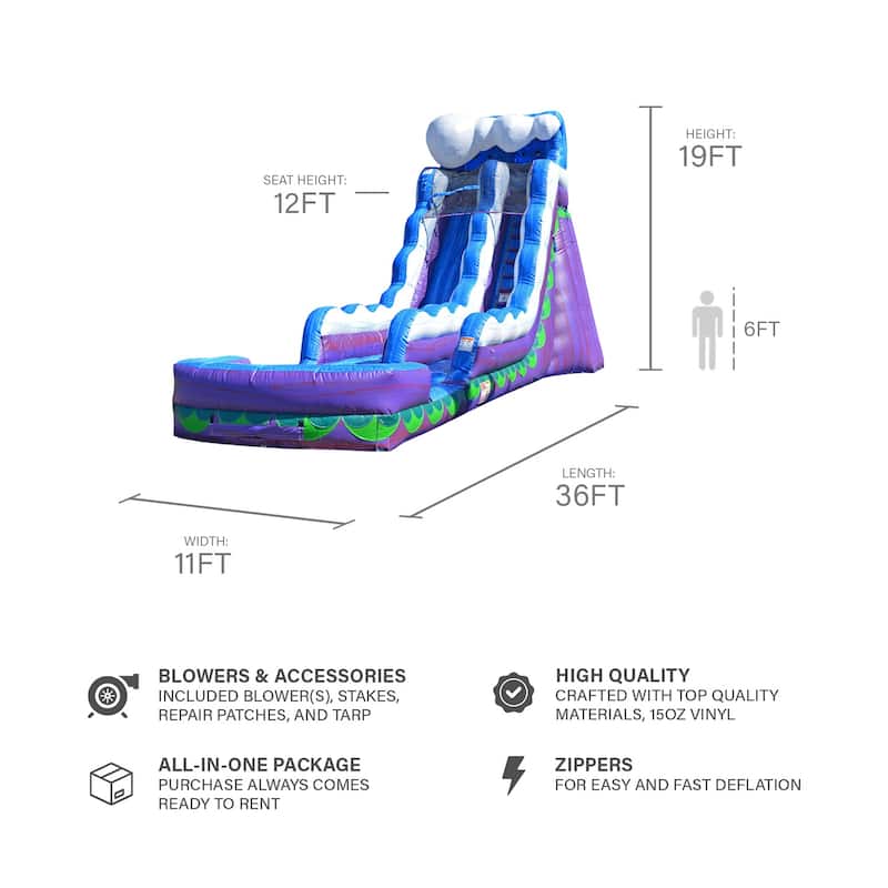 JumpOrange Mermaid 19 ft Inflatable Water Slide with Splash Pool (with Blower)