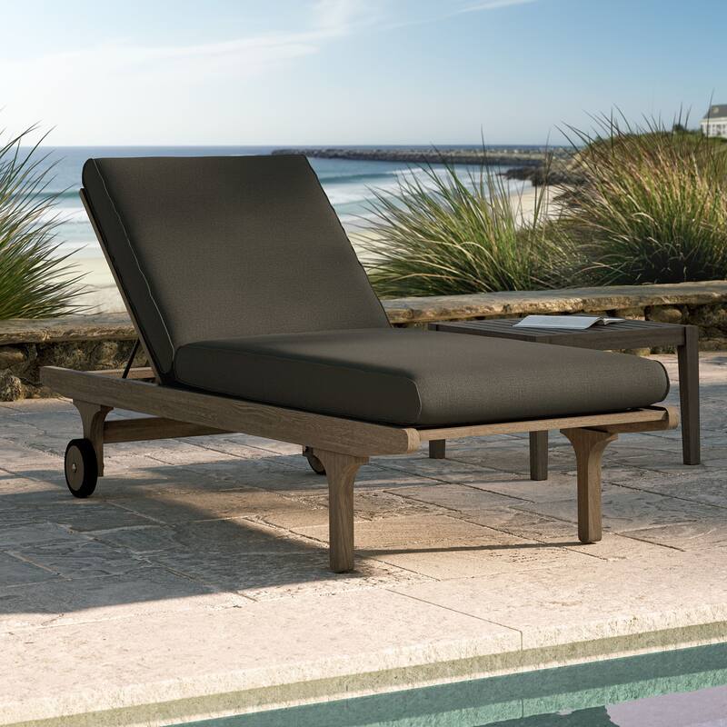Saratoga Outdoor Patio Teak Chaise Lounge Chair - Flint Gray
