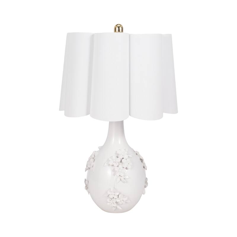 Sagebrook Home Cream Ceramic 25-inch Floral Applique Table Lamp Elegance - 16" x 16" x 25"