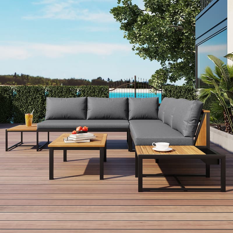 Sleek and Modern 4-Piece Patio Furniture Set by Leisure Zone - Grey