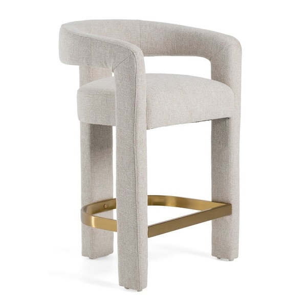 slide 2 of 7, Modrest Adam Modern Beige Fabric & Brass Counter Chair