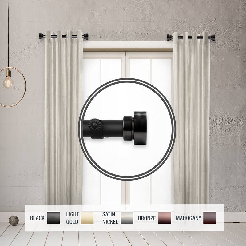 InStyleDesign 1" Side Curtain Rod 12-20 inch long (Set of 2) - Black