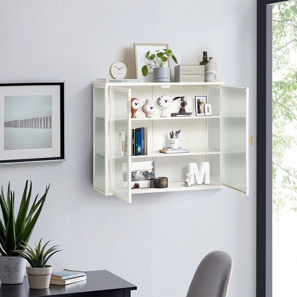 Small wall cabinet with glass doors sale