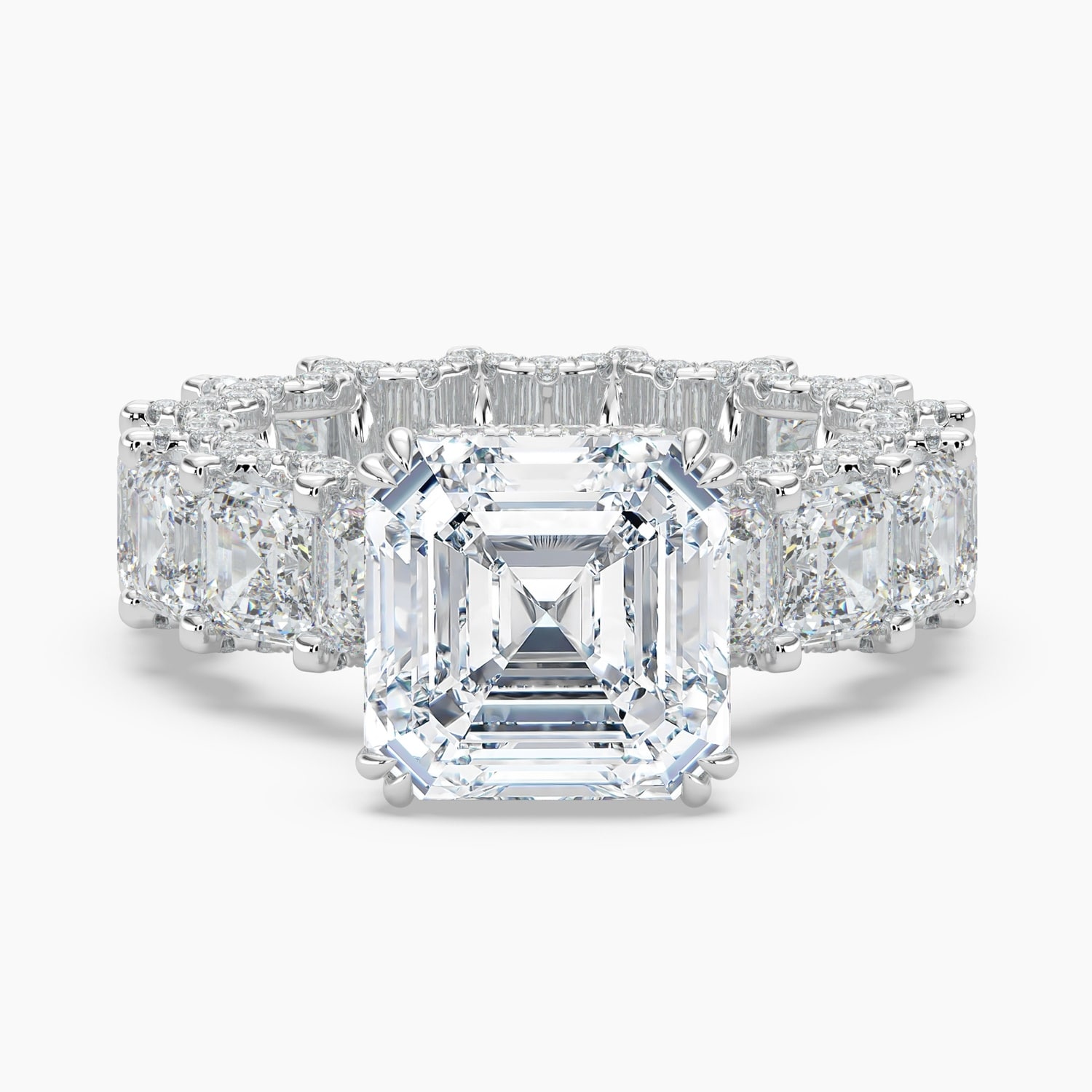 Auriya 14K Gold Lab Grown Diamond Asscher Cut Adorned Round Crescent Eternity Engagement Ring 6.33 - 10.33ct. tw. (E-F, VS)