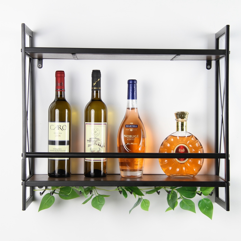 超目玉】 Industrial Holder Wine Rack Racks Mecor Wall Mounted Mounted with Stem  Wall Wine Stem Glass Holder，Rustic with Metal Ha and 
