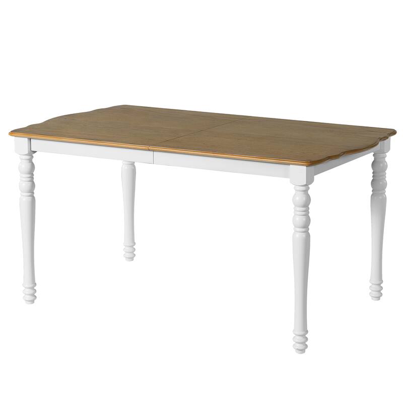 7-Piece Extendable Wood Dining Table Set with Removable Leaf and 6 Durable Chairs for Kitchen Use