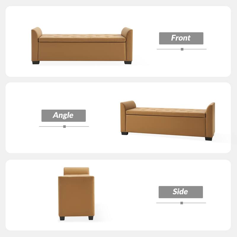 Laura Traditional 57.75"Wide Tufted Storage Bench by HULALA HOME