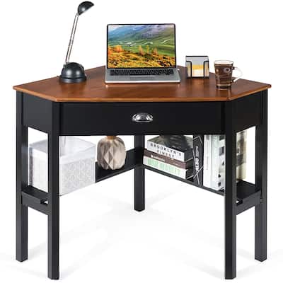 Corner Computer Desk Wood Compact Home Office Desk