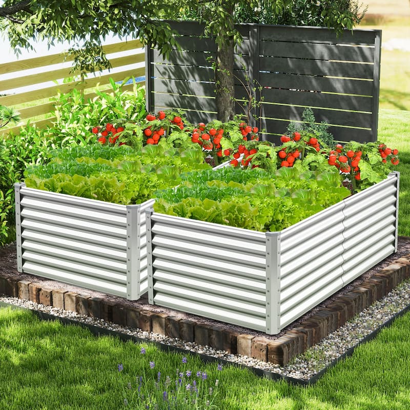 Gymax 2 PCS Raised Garden Bed Large Metal Planter Box Kit for