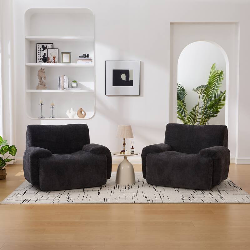 42" Wide Modern Upholstered Oversized Accent Chair, Boneless Single Sofa Chair, Chenille Armchair